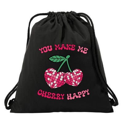 Valentines Day Cherry Hearts Love Make Cherry Happy Drawstring Bag