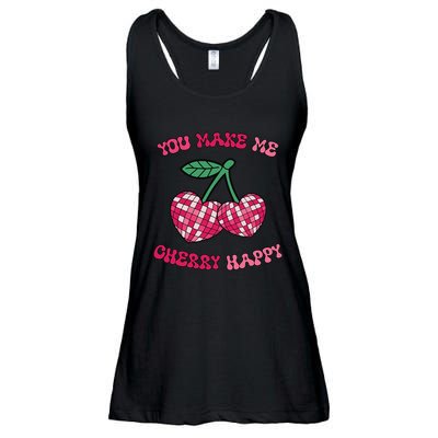 Valentines Day Cherry Hearts Love Make Cherry Happy Ladies Essential Flowy Tank