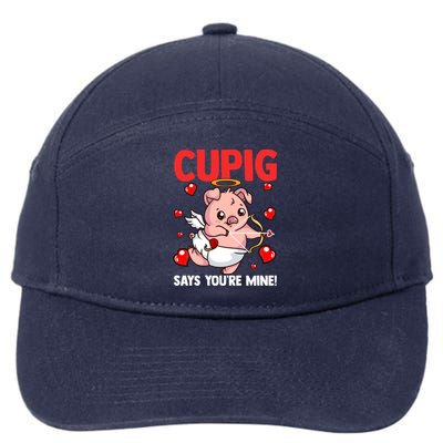 Valentines Day Cupig Says You're Mine Cupidon Funny Pig Love Gift 7-Panel Snapback Hat