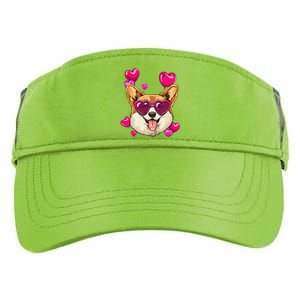 Valentines Day Corgi Heart Couples Love Day Corgi Dog Lover Adult Drive Performance Visor