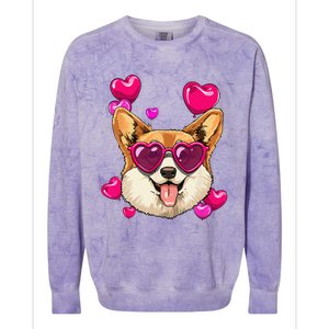 Valentines Day Corgi Heart Couples Love Day Corgi Dog Lover Colorblast Crewneck Sweatshirt