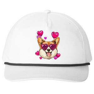 Valentines Day Corgi Heart Couples Love Day Corgi Dog Lover Snapback Five-Panel Rope Hat