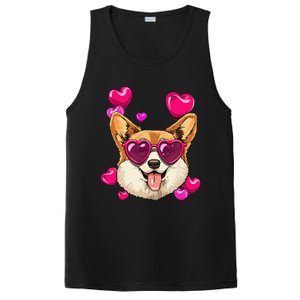 Valentines Day Corgi Heart Couples Love Day Corgi Dog Lover PosiCharge Competitor Tank