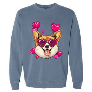 Valentines Day Corgi Heart Couples Love Day Corgi Dog Lover Garment-Dyed Sweatshirt