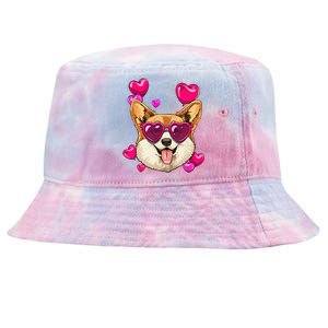 Valentines Day Corgi Heart Couples Love Day Corgi Dog Lover Tie-Dyed Bucket Hat