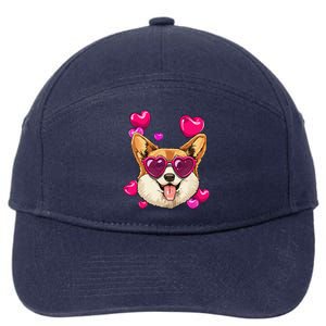 Valentines Day Corgi Heart Couples Love Day Corgi Dog Lover 7-Panel Snapback Hat