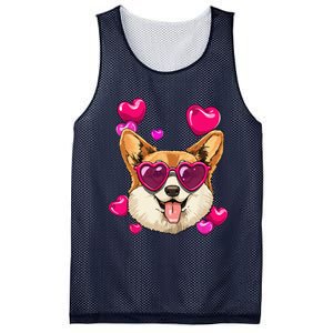 Valentines Day Corgi Heart Couples Love Day Corgi Dog Lover Mesh Reversible Basketball Jersey Tank