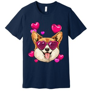 Valentines Day Corgi Heart Couples Love Day Corgi Dog Lover Premium T-Shirt