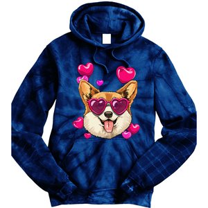 Valentines Day Corgi Heart Couples Love Day Corgi Dog Lover Tie Dye Hoodie