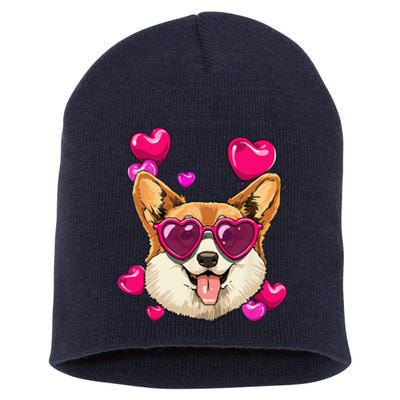 Valentines Day Corgi Heart Couples Love Day Corgi Dog Lover Short Acrylic Beanie