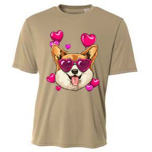 Valentines Day Corgi Heart Couples Love Day Corgi Dog Lover Cooling Performance Crew T-Shirt