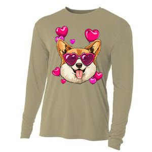 Valentines Day Corgi Heart Couples Love Day Corgi Dog Lover Cooling Performance Long Sleeve Crew