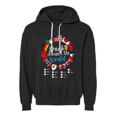 Vacation Drinking Countries International National Garment-Dyed Fleece Hoodie