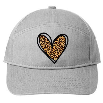 Valentines Day Cheetah Print Heart Love Gift  7-Panel Snapback Hat