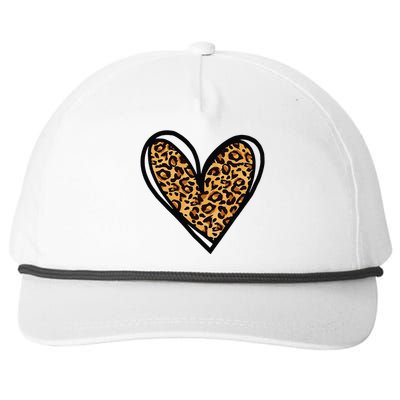 Valentines Day Cheetah Print Heart Love Gift  Snapback Five-Panel Rope Hat