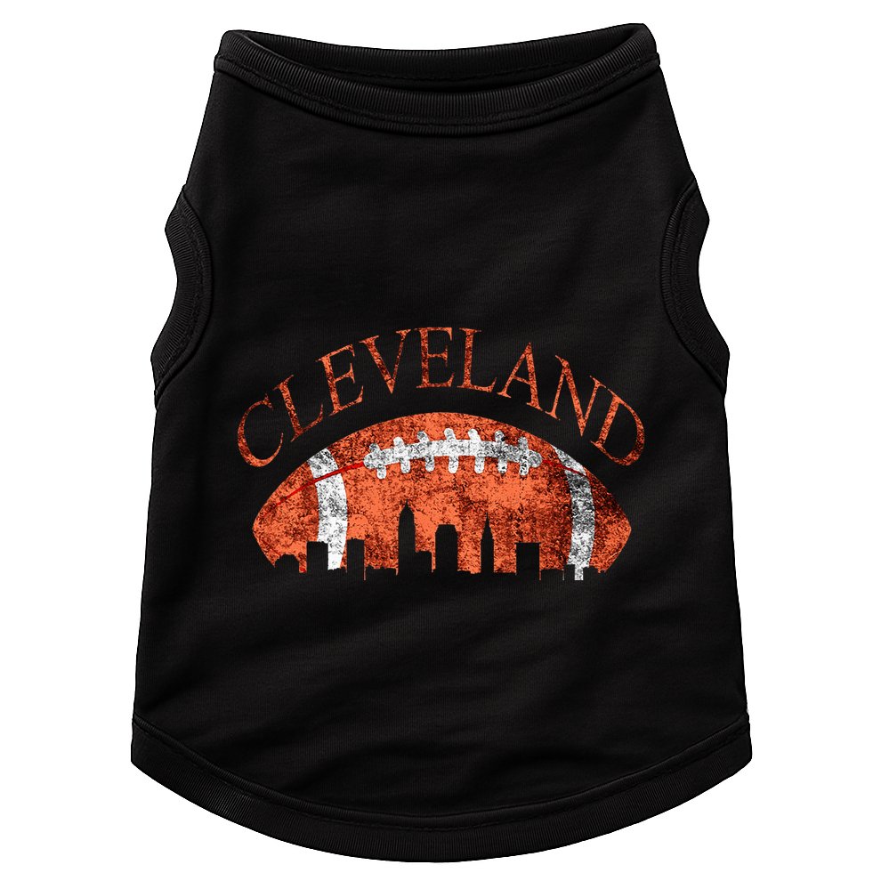 Vintage Downtown Cleveland Ohio Skyline Football Gift Doggie Tank