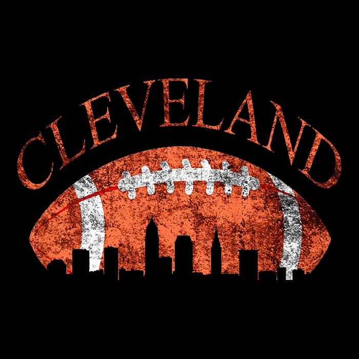 Vintage Downtown Cleveland Ohio Skyline Football Gift Doggie Tank