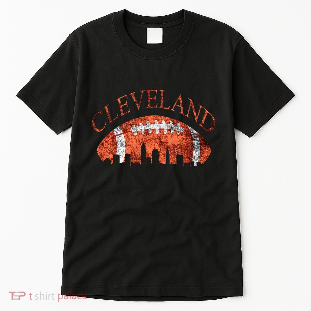 Vintage Downtown Cleveland Ohio Skyline Football Gift Tall T-Shirt
