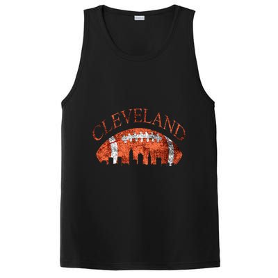 Vintage Downtown Cleveland Ohio Skyline Football Gift PosiCharge Competitor Tank