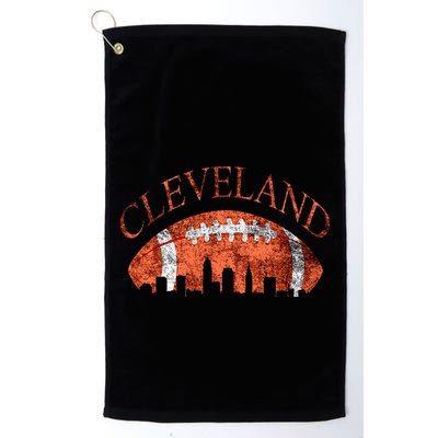 Vintage Downtown Cleveland Ohio Skyline Football Gift Golf Towel