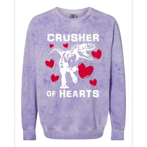 Valentine's Day Crusher Of Hearts Funny Tgiftrex Dinosaur Cool Gift Colorblast Crewneck Sweatshirt