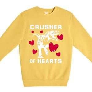 Valentine's Day Crusher Of Hearts Funny Tgiftrex Dinosaur Cool Gift Premium Crewneck Sweatshirt