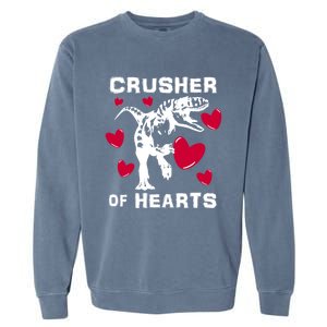 Valentine's Day Crusher Of Hearts Funny Tgiftrex Dinosaur Cool Gift Garment-Dyed Sweatshirt