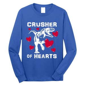 Valentine's Day Crusher Of Hearts Funny Tgiftrex Dinosaur Cool Gift Long Sleeve Shirt