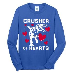 Valentine's Day Crusher Of Hearts Funny Tgiftrex Dinosaur Cool Gift Tall Long Sleeve T-Shirt