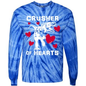 Valentine's Day Crusher Of Hearts Funny Tgiftrex Dinosaur Cool Gift Tie-Dye Long Sleeve Shirt