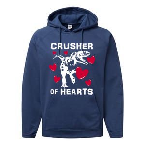 Valentine's Day Crusher Of Hearts Funny Tgiftrex Dinosaur Cool Gift Performance Fleece Hoodie