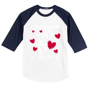 Valentine's Day Crusher Of Hearts Funny Tgiftrex Dinosaur Cool Gift Baseball Sleeve Shirt