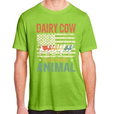 Vintage Dairy Cow Spirit Animal Lover Retro Us American Flag Meaningful Gift Adult ChromaSoft Performance T-Shirt