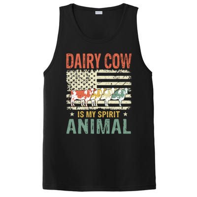 Vintage Dairy Cow Spirit Animal Lover Retro Us American Flag Meaningful Gift PosiCharge Competitor Tank