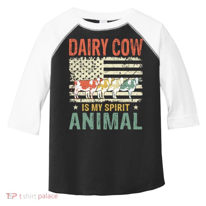 Vintage Dairy Cow Spirit Animal Lover Retro Us American Flag Meaningful Gift Toddler Fine Jersey T-Shirt