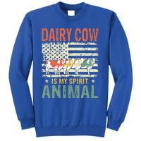 Vintage Dairy Cow Spirit Animal Lover Retro Us American Flag Meaningful Gift Sweatshirt