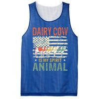 Vintage Dairy Cow Spirit Animal Lover Retro Us American Flag Meaningful Gift Mesh Reversible Basketball Jersey Tank