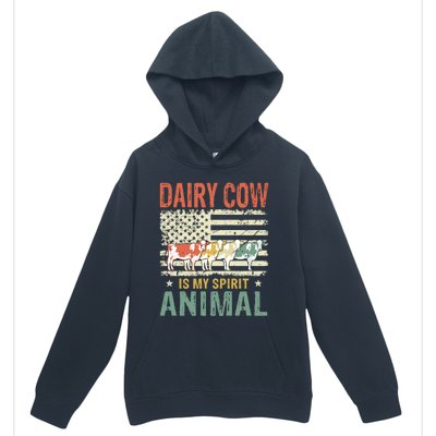 Vintage Dairy Cow Spirit Animal Lover Retro Us American Flag Meaningful Gift Urban Pullover Hoodie