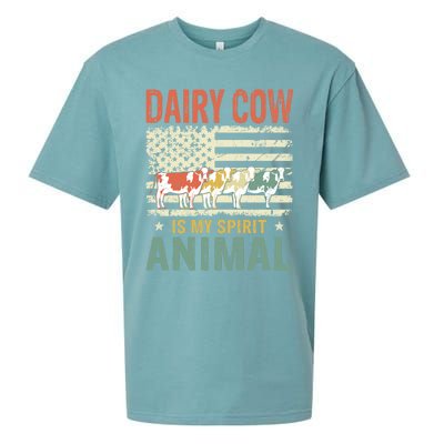 Vintage Dairy Cow Spirit Animal Lover Retro Us American Flag Meaningful Gift Sueded Cloud Jersey T-Shirt