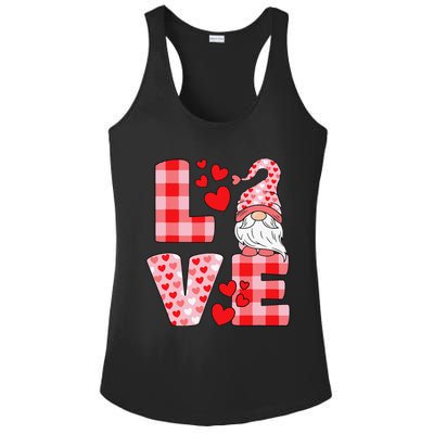 Valentines Day Cute Love Heart Gnome Pink Buffalo Plaid Ladies PosiCharge Competitor Racerback Tank