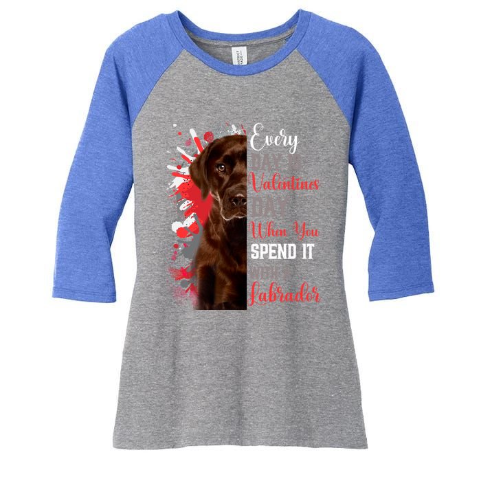 Valentines Day Chocolate Labrador Mom Mother Lab Mum Mummy Gift Women's Tri-Blend 3/4-Sleeve Raglan Shirt