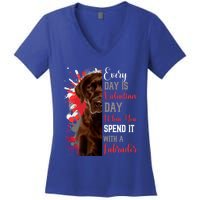 Valentines Day Chocolate Labrador Mom Mother Lab Mum Mummy Gift Women's V-Neck T-Shirt