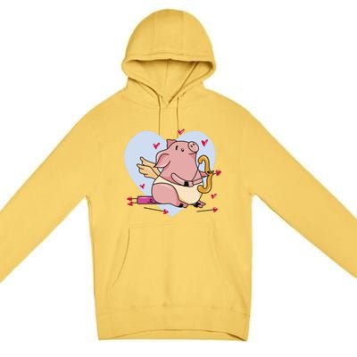 Valentine’s Day Cupid Pig Friend Friend Gift Premium Pullover Hoodie