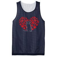 Valentines Day Cat Lover Heart Paw Gifts Cat Dad Mom Mesh Reversible Basketball Jersey Tank