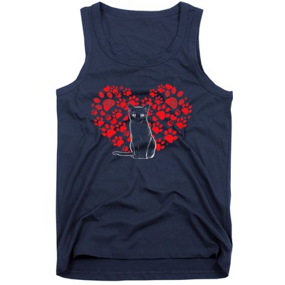 Valentines Day Cat Lover Heart Paw Gifts Cat Dad Mom Tank Top