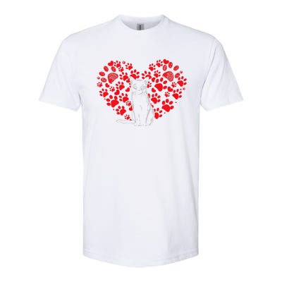 Valentines Day Cat Lover Heart Paw Gifts Cat Dad Mom Softstyle CVC T-Shirt