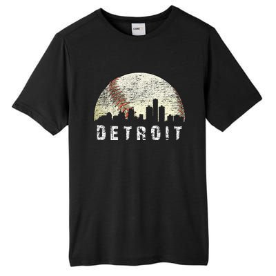 Vintage Detroit Cityscape Baseball Lover Tall Fusion ChromaSoft Performance T-Shirt