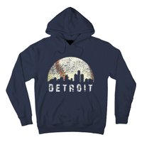 Vintage Detroit Cityscape Baseball Lover Hoodie