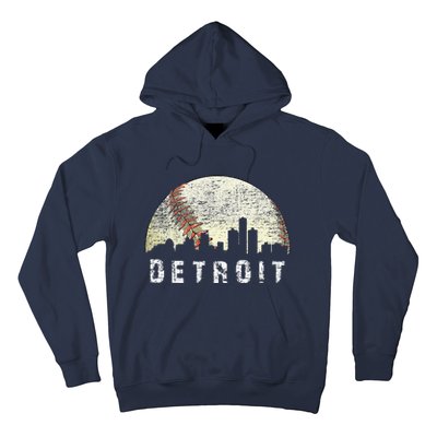 Vintage Detroit Cityscape Baseball Lover Hoodie