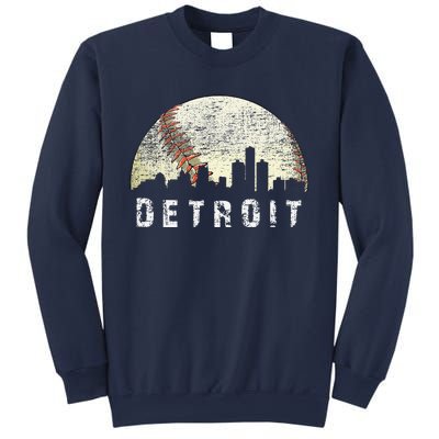 Vintage Detroit Cityscape Baseball Lover Sweatshirt